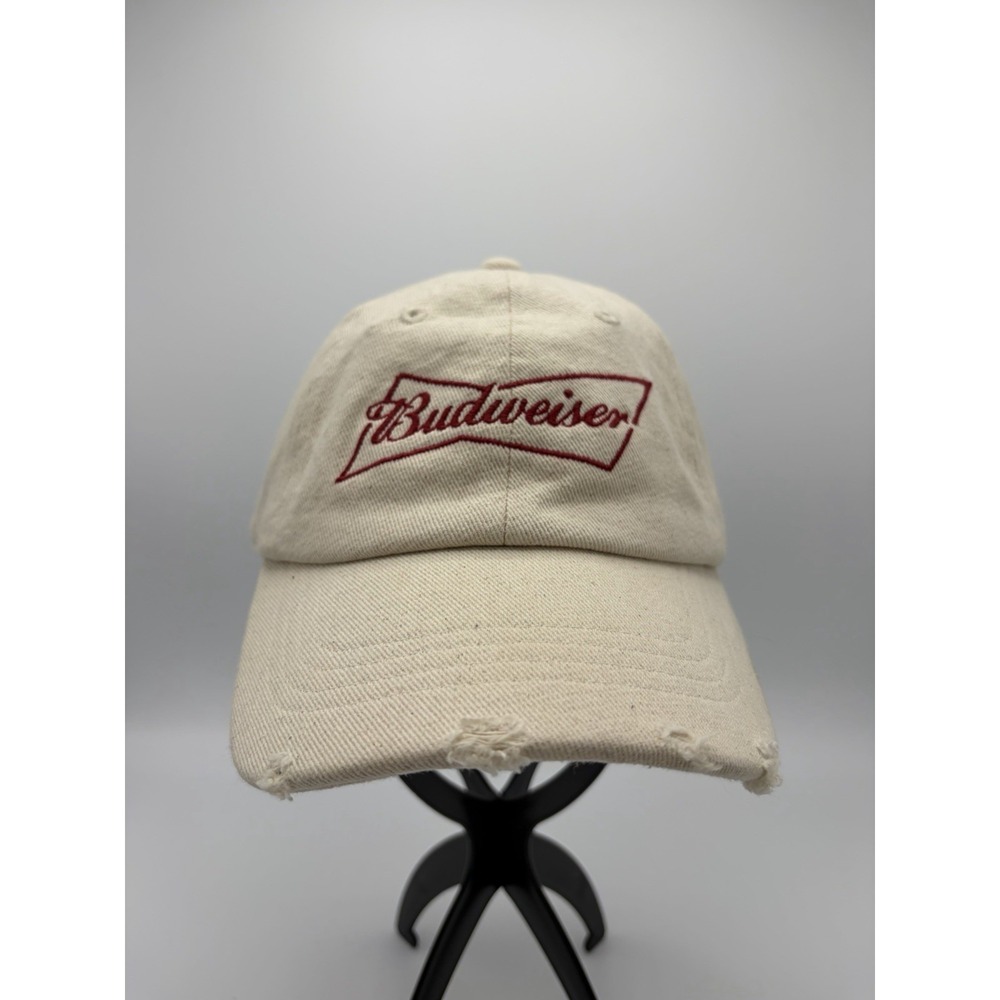 Budweiser American Eagle Hat Strap‎ back Beige Distressed OSFM Dad Hat